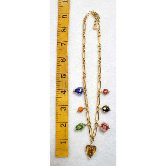 Alex & Ani Murano Multi Color Glass Beads Charm Necklace Goldtone Chain Eclectic - Picture 3 of 5